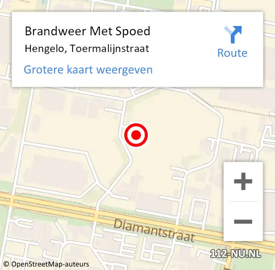 Locatie op kaart van de 112 melding: Brandweer Met Spoed Naar Hengelo, Toermalijnstraat op 1 juni 2021 23:40