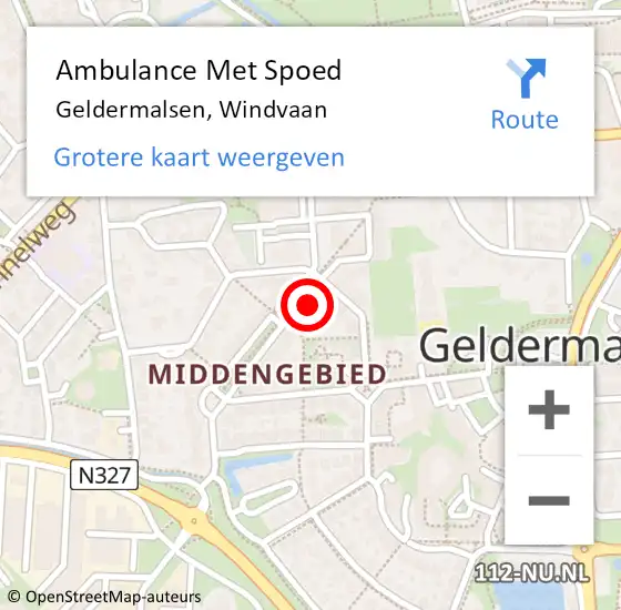 Locatie op kaart van de 112 melding: Ambulance Met Spoed Naar Geldermalsen, Windvaan op 2 juni 2021 01:01