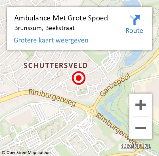 Locatie op kaart van de 112 melding: Ambulance Met Grote Spoed Naar Brunssum, Beekstraat op 12 juni 2014 05:06