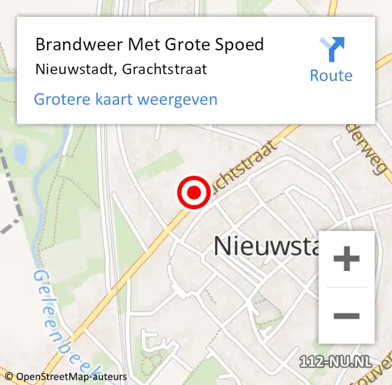 Locatie op kaart van de 112 melding: Brandweer Met Grote Spoed Naar Nieuwstadt, Grachtstraat op 2 juni 2021 03:02