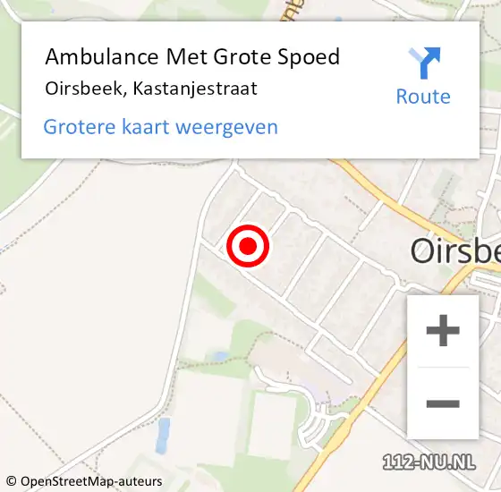 Locatie op kaart van de 112 melding: Ambulance Met Grote Spoed Naar Oirsbeek, Kastanjestraat op 4 oktober 2013 19:19