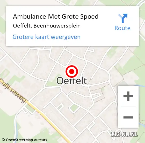 Locatie op kaart van de 112 melding: Ambulance Met Grote Spoed Naar Oeffelt, Beenhouwersplein op 2 juni 2021 03:36