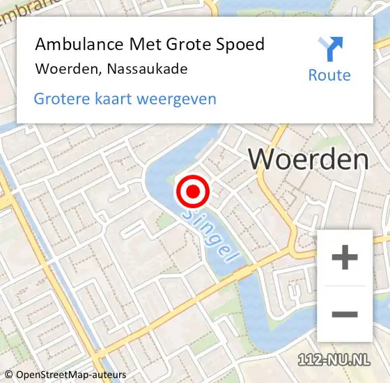 Locatie op kaart van de 112 melding: Ambulance Met Grote Spoed Naar Woerden, Nassaukade op 2 juni 2021 05:59