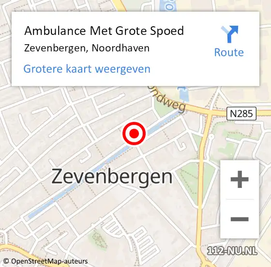 Locatie op kaart van de 112 melding: Ambulance Met Grote Spoed Naar Zevenbergen, Noordhaven op 2 juni 2021 06:03