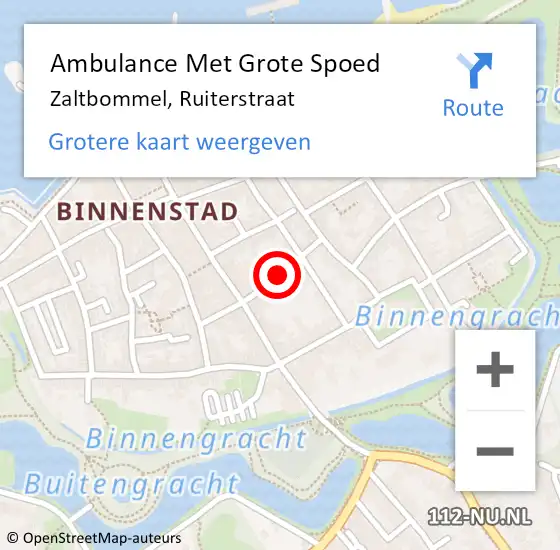 Locatie op kaart van de 112 melding: Ambulance Met Grote Spoed Naar Zaltbommel, Ruiterstraat op 2 juni 2021 07:04