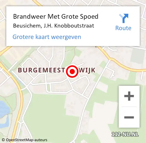 Locatie op kaart van de 112 melding: Brandweer Met Grote Spoed Naar Beusichem, J.H. Knobboutstraat op 2 juni 2021 07:14