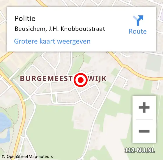 Locatie op kaart van de 112 melding: Politie Beusichem, J.H. Knobboutstraat op 2 juni 2021 07:25