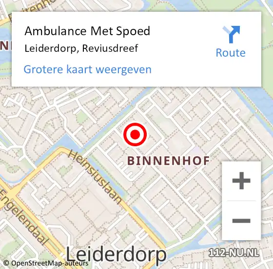 Locatie op kaart van de 112 melding: Ambulance Met Spoed Naar Leiderdorp, Reviusdreef op 2 juni 2021 07:30