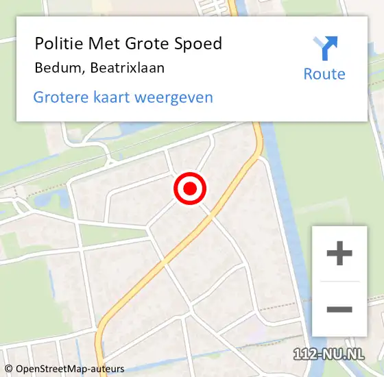 Locatie op kaart van de 112 melding: Politie Met Grote Spoed Naar Bedum, Beatrixlaan op 2 juni 2021 07:40