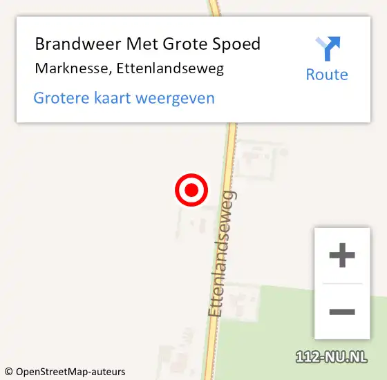 Locatie op kaart van de 112 melding: Brandweer Met Grote Spoed Naar Marknesse, Ettenlandseweg op 2 juni 2021 07:43