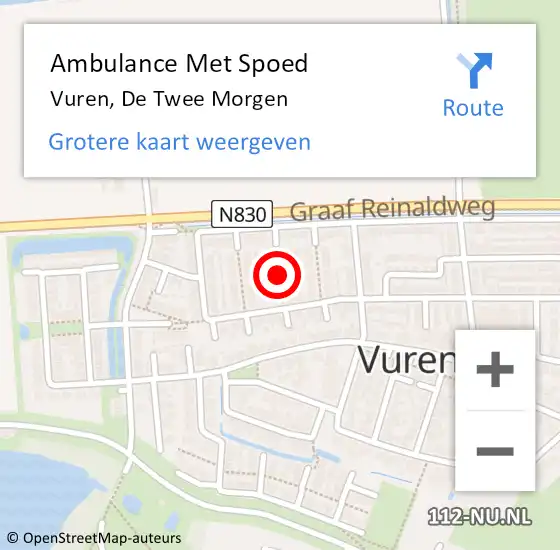 Locatie op kaart van de 112 melding: Ambulance Met Spoed Naar Vuren, De Twee Morgen op 2 juni 2021 07:45