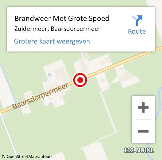 Locatie op kaart van de 112 melding: Brandweer Met Grote Spoed Naar Zuidermeer, Baarsdorpermeer op 2 juni 2021 08:02