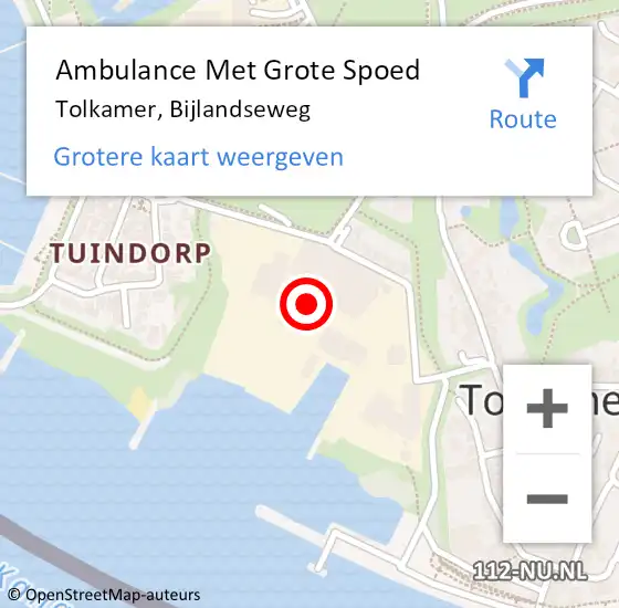 Locatie op kaart van de 112 melding: Ambulance Met Grote Spoed Naar Tolkamer, Bijlandseweg op 2 juni 2021 08:05