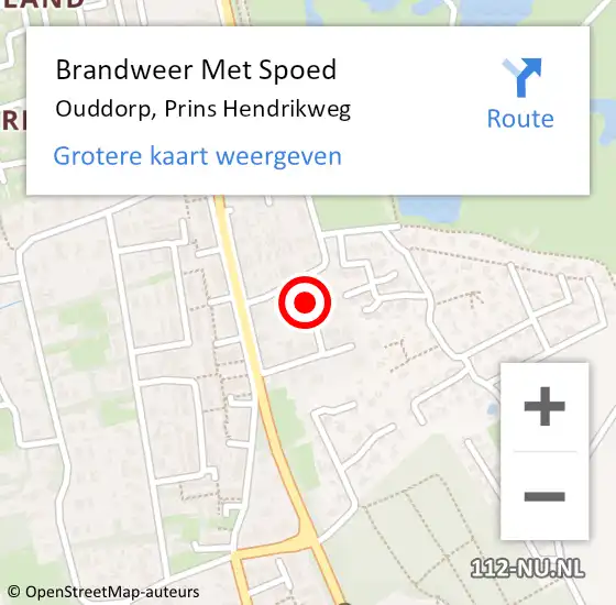 Locatie op kaart van de 112 melding: Brandweer Met Spoed Naar Ouddorp, Prins Hendrikweg op 2 juni 2021 08:12