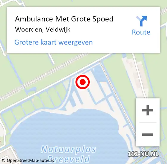 Locatie op kaart van de 112 melding: Ambulance Met Grote Spoed Naar Woerden, Veldwijk op 2 juni 2021 08:18