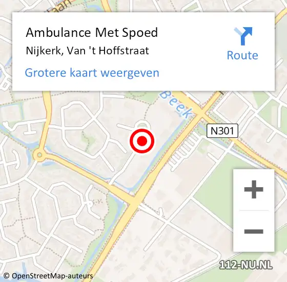 Locatie op kaart van de 112 melding: Ambulance Met Spoed Naar Nijkerk, Van 't Hoffstraat op 2 juni 2021 08:39