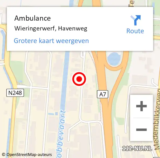 Locatie op kaart van de 112 melding: Ambulance Wieringerwerf, Havenweg op 2 juni 2021 08:43