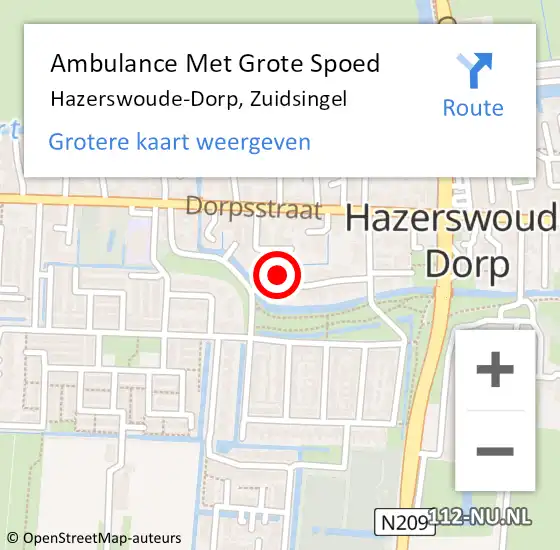 Locatie op kaart van de 112 melding: Ambulance Met Grote Spoed Naar Hazerswoude-Dorp, Zuidsingel op 2 juni 2021 08:54