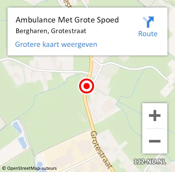 Locatie op kaart van de 112 melding: Ambulance Met Grote Spoed Naar Bergharen, Grotestraat op 2 juni 2021 09:03