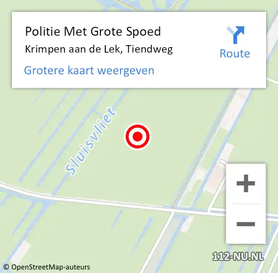 Locatie op kaart van de 112 melding: Politie Met Grote Spoed Naar Krimpen aan de Lek, Tiendweg op 2 juni 2021 09:05