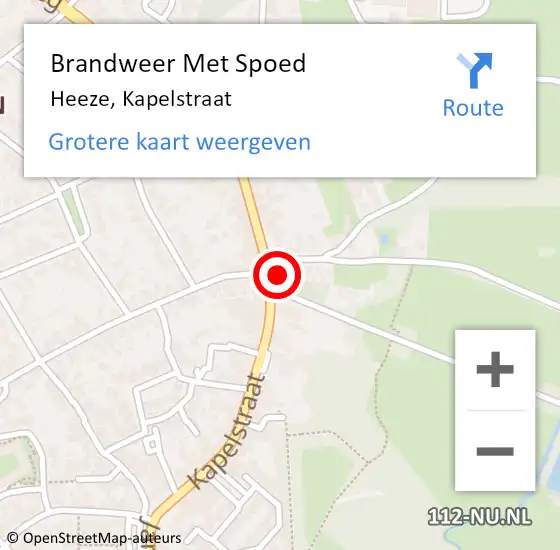 Locatie op kaart van de 112 melding: Brandweer Met Spoed Naar Heeze, Kapelstraat op 2 juni 2021 09:42