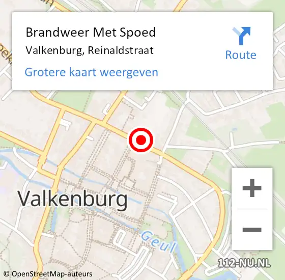 Locatie op kaart van de 112 melding: Brandweer Met Spoed Naar Valkenburg, Reinaldstraat op 2 juni 2021 09:48