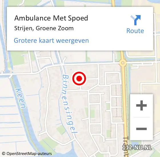 Locatie op kaart van de 112 melding: Ambulance Met Spoed Naar Strijen, Groene Zoom op 2 juni 2021 09:49