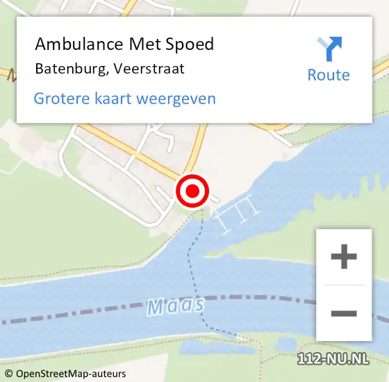 Locatie op kaart van de 112 melding: Ambulance Met Spoed Naar Batenburg, Veerstraat op 2 juni 2021 10:20