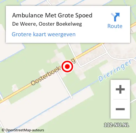 Locatie op kaart van de 112 melding: Ambulance Met Grote Spoed Naar De Weere, Ooster Boekelweg op 2 juni 2021 10:21