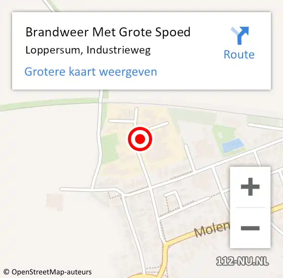 Locatie op kaart van de 112 melding: Brandweer Met Grote Spoed Naar Loppersum, Industrieweg op 2 juni 2021 10:37