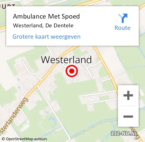 Locatie op kaart van de 112 melding: Ambulance Met Spoed Naar Westerland, De Dentele op 2 juni 2021 10:59