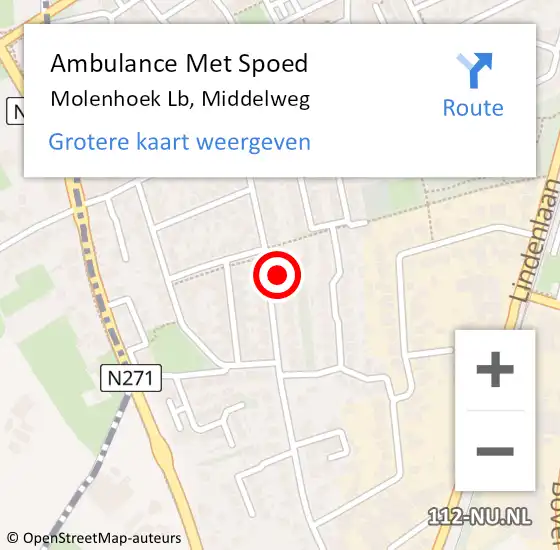 Locatie op kaart van de 112 melding: Ambulance Met Spoed Naar Molenhoek Lb, Middelweg op 12 juni 2014 07:21