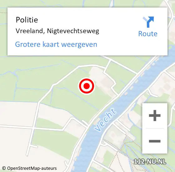 Locatie op kaart van de 112 melding: Politie Vreeland, Nigtevechtseweg op 2 juni 2021 11:09