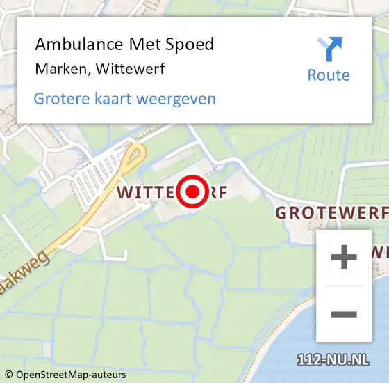 Locatie op kaart van de 112 melding: Ambulance Met Spoed Naar Marken, Wittewerf op 2 juni 2021 11:24
