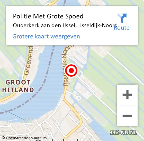 Locatie op kaart van de 112 melding: Politie Met Grote Spoed Naar Ouderkerk aan den IJssel, IJsseldijk-Noord op 2 juni 2021 12:09