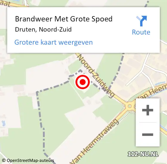 Locatie op kaart van de 112 melding: Brandweer Met Grote Spoed Naar Druten, Noord-Zuid op 2 juni 2021 12:34