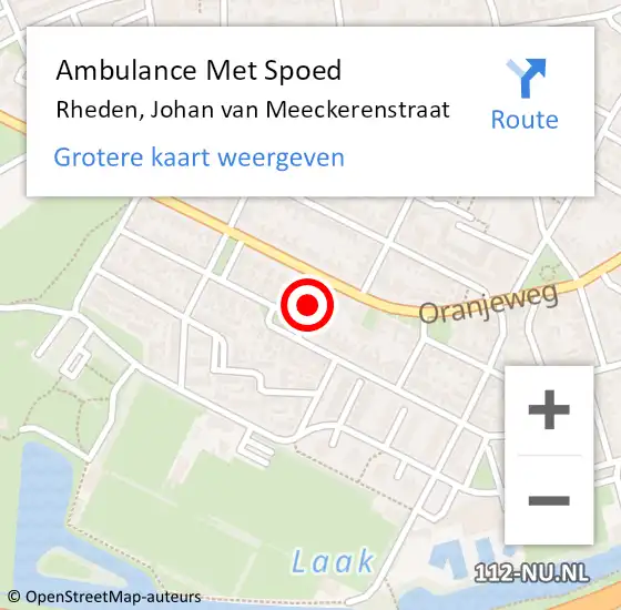 Locatie op kaart van de 112 melding: Ambulance Met Spoed Naar Rheden, Johan van Meeckerenstraat op 2 juni 2021 12:38