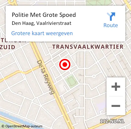 Locatie op kaart van de 112 melding: Politie Met Grote Spoed Naar Den Haag, Vaalrivierstraat op 2 juni 2021 12:42
