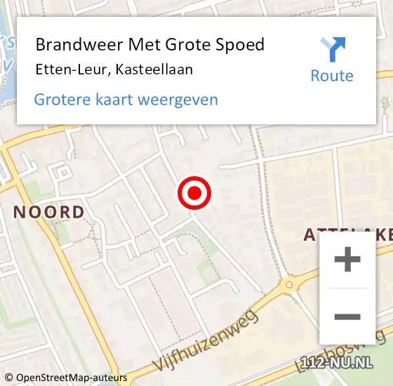 Locatie op kaart van de 112 melding: Brandweer Met Grote Spoed Naar Etten-Leur, Kasteellaan op 2 juni 2021 12:46