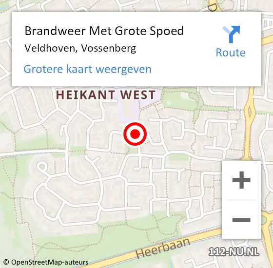 Locatie op kaart van de 112 melding: Brandweer Met Grote Spoed Naar Veldhoven, Vossenberg op 2 juni 2021 13:01