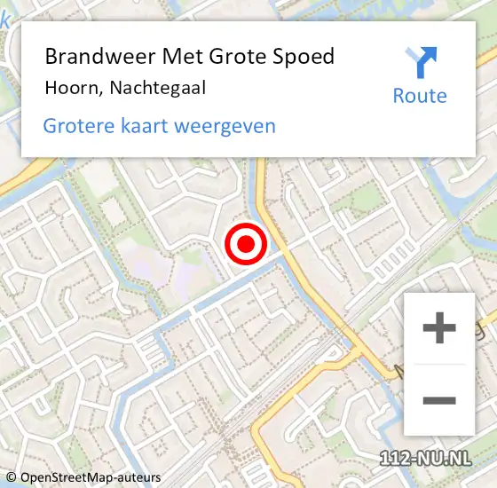 Locatie op kaart van de 112 melding: Brandweer Met Grote Spoed Naar Hoorn, Nachtegaal op 2 juni 2021 13:08