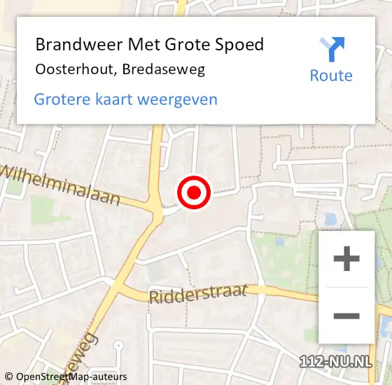 Locatie op kaart van de 112 melding: Brandweer Met Grote Spoed Naar Oosterhout, Bredaseweg op 2 juni 2021 13:29