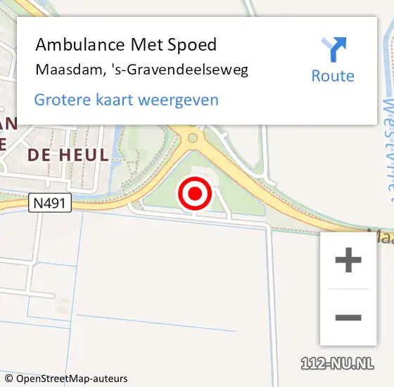 Locatie op kaart van de 112 melding: Ambulance Met Spoed Naar Maasdam, 's-Gravendeelseweg op 2 juni 2021 13:29