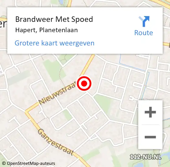 Locatie op kaart van de 112 melding: Brandweer Met Spoed Naar Hapert, Planetenlaan op 2 juni 2021 14:26