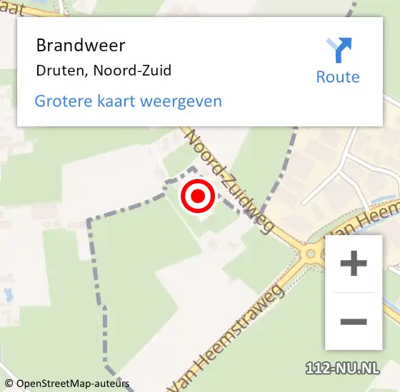 Locatie op kaart van de 112 melding: Brandweer Druten, Noord-Zuid op 2 juni 2021 14:29