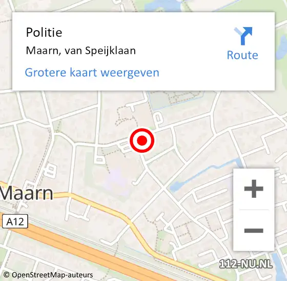 Locatie op kaart van de 112 melding: Politie Maarn, van Speijklaan op 2 juni 2021 14:36