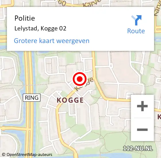 Locatie op kaart van de 112 melding: Politie Lelystad, Kogge 02 op 2 juni 2021 14:54