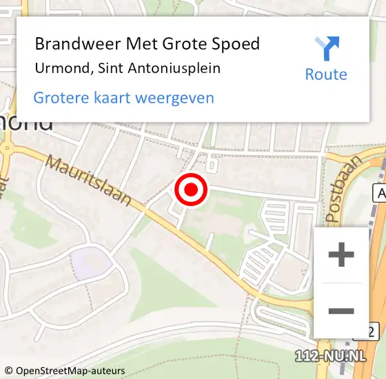 Locatie op kaart van de 112 melding: Brandweer Met Grote Spoed Naar Urmond, Sint Antoniusplein op 2 juni 2021 14:54