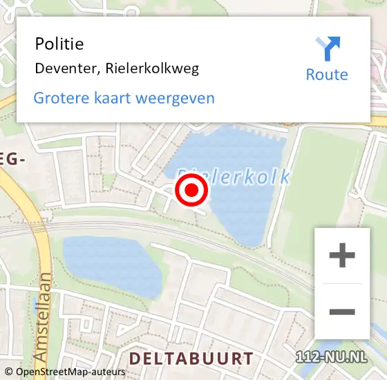 Locatie op kaart van de 112 melding: Politie Deventer, Rielerkolkweg op 2 juni 2021 15:21