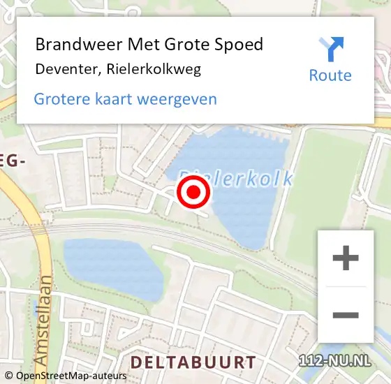 Locatie op kaart van de 112 melding: Brandweer Met Grote Spoed Naar Deventer, Rielerkolkweg op 2 juni 2021 15:22